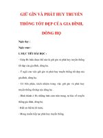 Giáo án Công dân lớp 7 : Tên bài dạy : GIỮ GÌN VÀ PHÁT HUY TRUYỀN THỐNG TỐT ĐẸP CỦA GIA ĐÌNH, DÒNG HỌ pptx