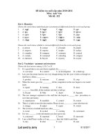 Đề kiểm tra cuối cấp năm 2010-2011 Môn: Anh Văn Mã đề: 322 doc