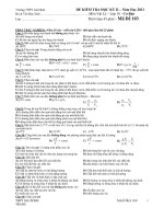 ĐỀ KIỂM TRA HỌC KỲ II Năm Học 2011 - Mã Đề 103 potx