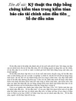 Tên đề tài: Kỹ thuật thu thập bằng chứng kiểm tóan trong kiểm tóan báo cáo tài chính năm đầu tiên _ số dư đầu năm docx