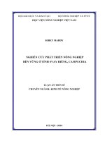 Nghiên cứu phát triển nông nghiệp bền vững ở tỉnh Svay Riêng, Campuchia