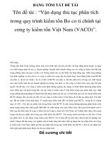 BẢNG TÓM TẮT ĐỀ TÀI Tên đề tài : “Vận dụng thủ tục phân tích trong quy trình kiểm tốn Bo co ti chính tại cơng ty kiểm tốn Việt Nam (VACO)”. potx