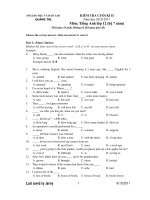 KIỂM TRA CUỐI KÌ II Năm học 2010-2011 Môn: Tiếng Anh lớp 12 (hệ 7 năm) pot