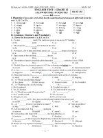 Đề kiểm tra 1 tiết lần 1 HKII - khối 12CB ( 2010 – 2011 ) Mã đề: 456 pot