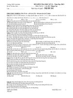 ĐỀ KIỂM TRA HỌC KỲ II Năm Học 2011 - Mã Đề 101 pot