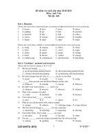 Đề kiểm tra cuối cấp năm 2010-2011 Môn: Anh Văn Mã đề: 424 pot