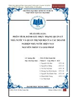 PHÂN TÍCH, ĐÁNH GIÁ THỰC TRẠNG QUẢN LÝ  NHÀ NƯỚC VÀ QUẢN TRỊ NỘI BỘ CỦA CÁC DOANH NGHIỆP NHÀ NƯỚC HIỆN NAY NGUYÊN NHÂN VÀ GIẢI PHÁP