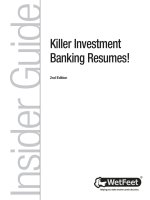 Insider GuideKiller Investment Banking Resumes 2nd phần 1 ppsx