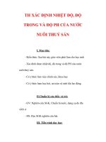 Giáo án Công nghệ lớp 7 : Tên bài dạy : TH XÁC ĐỊNH NHIỆT ĐỘ, ĐỘ TRONG VÀ ĐỘ PH CỦA NƯỚC NUÔI THUỶ SẢN ppt