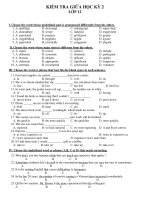 KIỂM TRA GIỮA HỌC KỲ 2 LỚP 12 pps