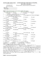 ĐỀ THI CHỌN HỌC SINH GIỎI CẤP TRƯỜNG Môn: TIẾNG ANH potx
