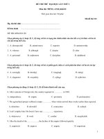 ĐỀ THI THỬ ĐẠI HỌC LẦN THỨ I Môn thi: TIẾNG ANH - Mã đề thi 313 pptx