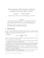Báo cáo toán học: "The maximum number of perfect matchings in graphs with a given degree sequence" docx