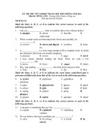 KỲ THI THỬ TỐT NGHIỆP TRUNG HỌC PHỔ THÔNG NĂM 2011 Môn thi: TIẾNG ANH - Mã đề thi 111 pptx