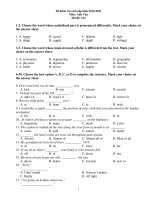 Đề kiểm tra cuối cấp năm 2010-2011 Môn: Anh Văn Mã đề: 514 potx