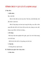 Giáo án Hóa học lớp 9 : Tên bài dạy : TÍNH CHẤT VẬT LÍ CỦA KIM LOẠI pps