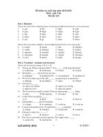 Đề kiểm tra cuối cấp năm 2010-2011 Môn: Anh Văn Mã đề: 615 pps