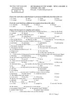 ĐỀ THI KHẢO SÁT TỐT NGHIỆP - TIẾNG ANH KHỐI 12 NĂM HỌC : 2011 - 2012 MÃ ĐỀ: 113 pptx