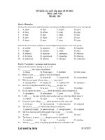Đề kiểm tra cuối cấp năm 2010-2011 Môn: Anh Văn Mã đề: 118 potx
