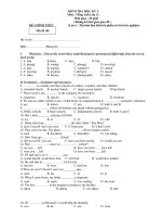 KIỂM TRA HỌC KỲ I Môn : Tiếng Anh Lớp 12 pot