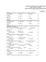 ĐỀ KIỂM TRA HỌC KỲ II NĂM HỌC 2010-2011 Môn : ANH VĂN - Mã đề 709 ppt