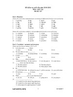 Đề kiểm tra cuối cấp năm 2010-2011 Môn: Anh Văn Mã đề: 527 pptx