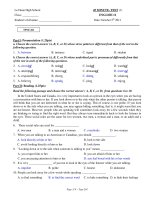 45 MINUTE- TEST (1) ENGLISH 12 - TPYE 261 potx