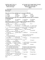 KỲ THI THỬ TỐT NGHIỆP THPT NĂM 2011 Môn thi: TIẾNG ANH - ĐỀ 26 doc