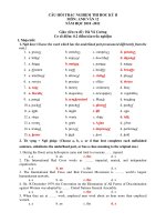 CÂU HỎI TRẮC NGHIỆM THI HOC KỲ II MÔN: ANH VĂN 12 NĂM HỌC 2010 -2011 pps