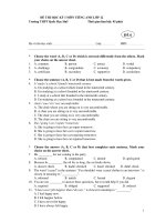 ĐỀ THI HỌC KỲ I MÔN TIẾNG ANH LỚP 12 - ĐỀ 6 ppsx