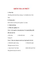 Giáo án Lịch sử lớp 7 : Tên bài dạy : KIỂM TRA 45 PHÚT docx