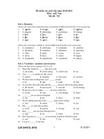 Đề kiểm tra cuối cấp năm 2010-2011 Môn: Anh Văn Mã đề: 725 pot