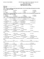 ĐỀ KIỂM TRA 45 PHÚT SỐ 4 NĂM HOC 2010-2011 MÔN: TIẾNG ANH pptx