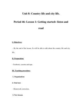 Unit 8: Country life and city life. Period 46: Lesson 1: Getting ...