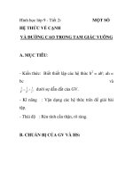 Hình học lớp 9 - Tiết 2: MỘT SỐ VÀ ĐƯỜNG CAO TRONG TAM GIÁC VUÔNG HỆ THỨC VỀ CẠNH pps