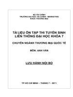 LIÊN THÔNG ĐẠI HỌC KHÓA 7 CHUYÊN NGÀNH THƯƠNG MẠI QUỐC TẾ MÔN: ANH VĂN ppsx