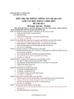 MÔN THI: HỆ THỐNG THÔNG TIN SỢI QUANG - đề 2 pps