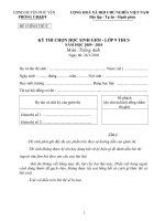 ĐỀ THI CHỌN HỌC SINH GIỎI - LỚP 9 THCS MÔN TIẾNG ANH ppt