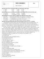 Đề thi học sinh giỏi lớp 9 môn tiếng anh - 6 ppt