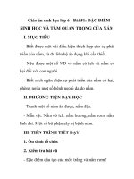 Giáo án sinh học lớp 6 - Bài 51: ĐẶC ĐIỂM SINH HỌC VÀ TẦM QUAN TRỌNG CỦA NẤM potx