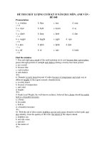 ĐỀ THI CHẤT LƯỢNG CUỐI KỲ II NĂM 2011 MÔN: ANH VĂN ĐỀ 040 doc