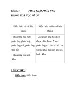 Tiết thứ 31: PHÂN LOẠI PHẢN ỨNG TRONG HOÁ HỌC VÔ CƠ doc