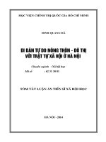 Di dân tự do nông thôn đô thị với trật tự xã hội ở Hà Nội (tóm tắt)