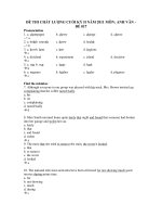 ĐỀ THI CHẤT LƯỢNG CUỐI KỲ II NĂM 2011 MÔN: ANH VĂN ĐỀ 017 ppt