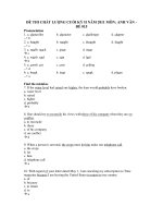 ĐỀ THI CHẤT LƯỢNG CUỐI KỲ II NĂM 2011 MÔN: ANH VĂN ĐỀ 015 docx
