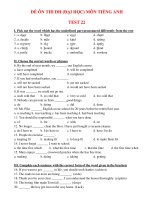 ĐỀ ÔN THI ĐH (ĐẠI HỌC) MÔN TIẾNG ANH TEST 22 doc