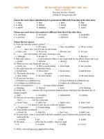 ĐỀ THI THỬ TỐT NGHIỆP THPT 2010 - 2011 MÔN: ANH VĂN docx