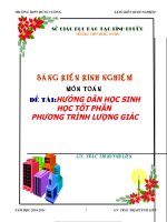 HƯỚNG DẪN HỌC SINH HỌC TỐT PHẦN  PHƯƠNG TRÌNH LƯỢNG GIÁC