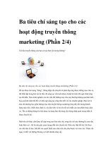 Ba tiêu chí sáng tạo cho các hoạt động truyền thông marketing (Phần 2/4) pdf