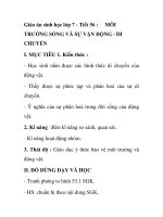 Giáo án sinh học lớp 7 - Tiết 56 : MÔI TRƯỜNG SỐNG VÀ SỰ VẬN ĐỘNG - DI CHUYỂN potx